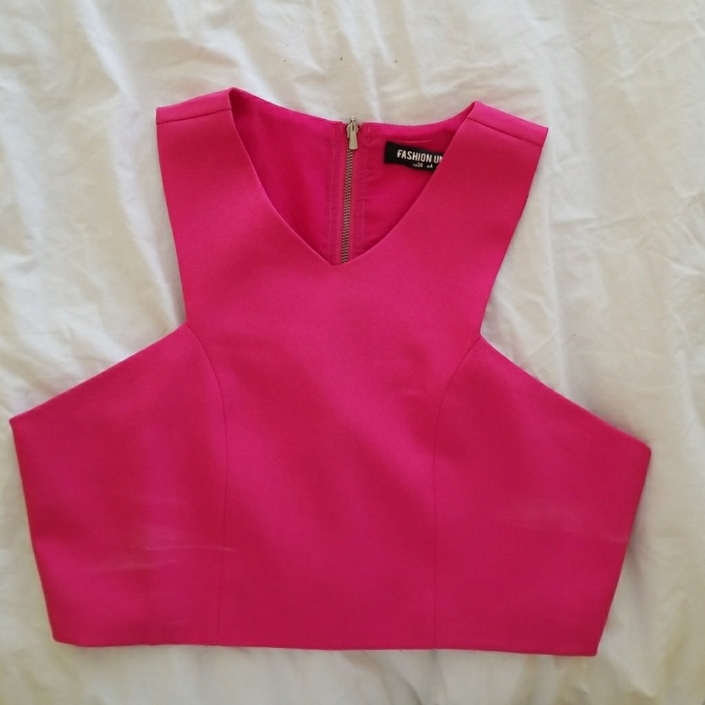 Fuchsia boxy crop top